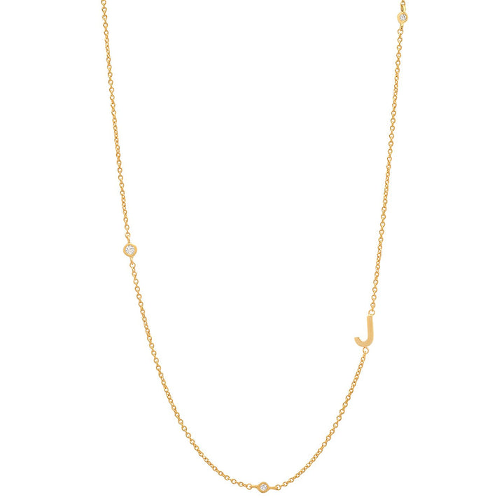 SIDEWAYS INITIAL NECKLACE w/ CZ ACCENTS - Kingfisher Road - Online Boutique