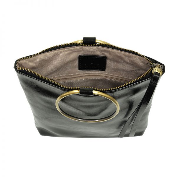 AMELIA RING TOTE BAG GOLD HANDLE-BLACK - Kingfisher Road - Online Boutique
