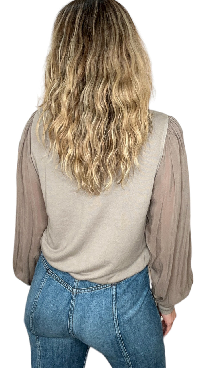 BALLOON SLEEVE TOP - SAND - Kingfisher Road - Online Boutique