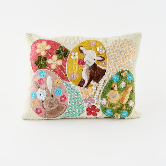 BUNNY FAMILY BEADED PILLOW - Kingfisher Road - Online Boutique