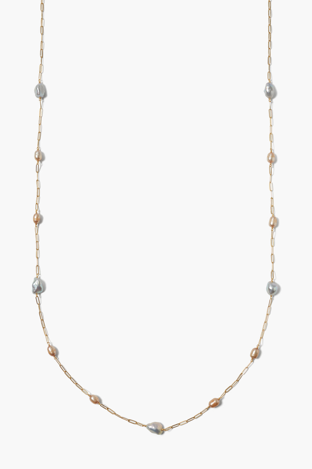 18K GOLD PLATED NECKLACE-CHAMPAGNE PEARL MIX - Kingfisher Road - Online Boutique