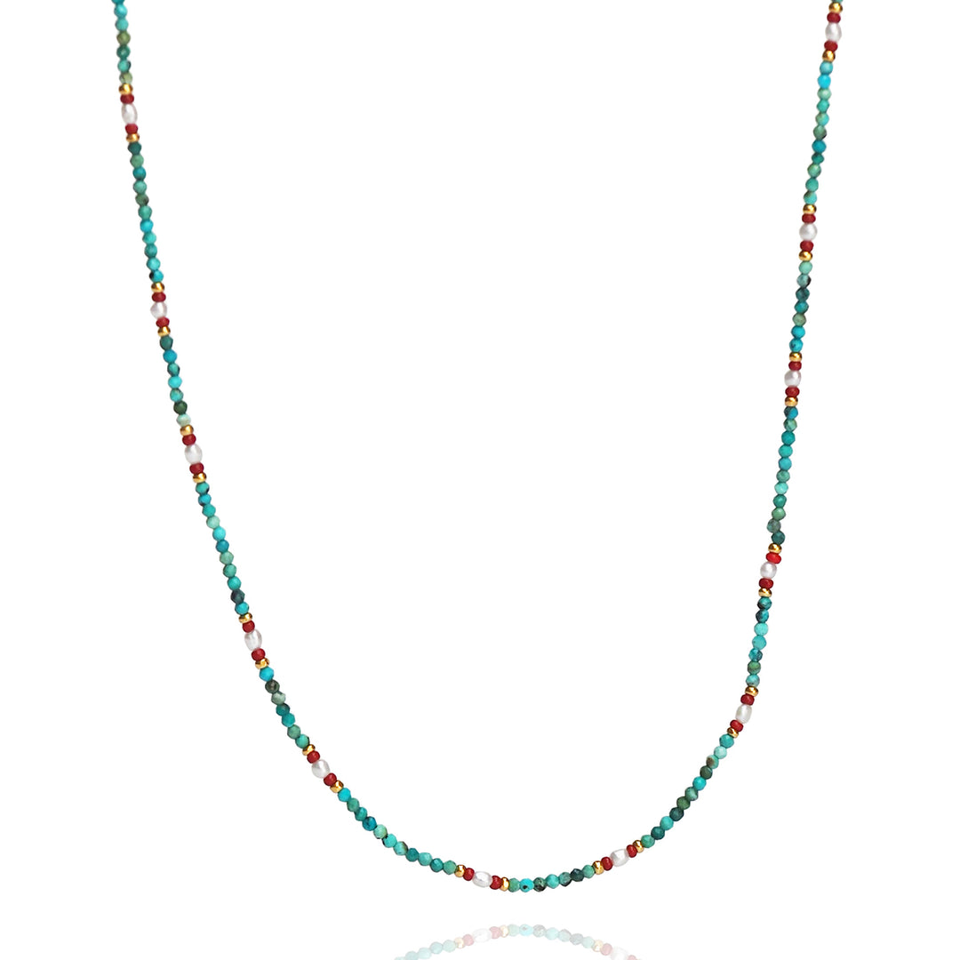 HANDMADE TURQUOISE BEADED NECKLACE - Kingfisher Road - Online Boutique