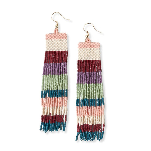 COLOR BLOCK LUX FRINGE EARRING-LILAC BLUSH IVORY - Kingfisher Road - Online Boutique