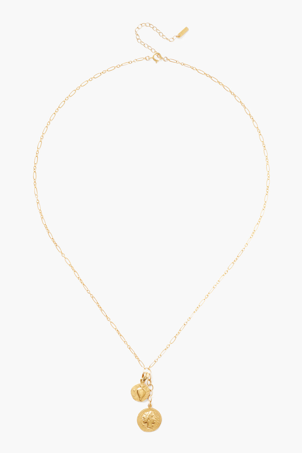 YELLOW GOLD ADJUSTABLE COIN ON ETCHED CHAIN NECKLACE - Kingfisher Road - Online Boutique