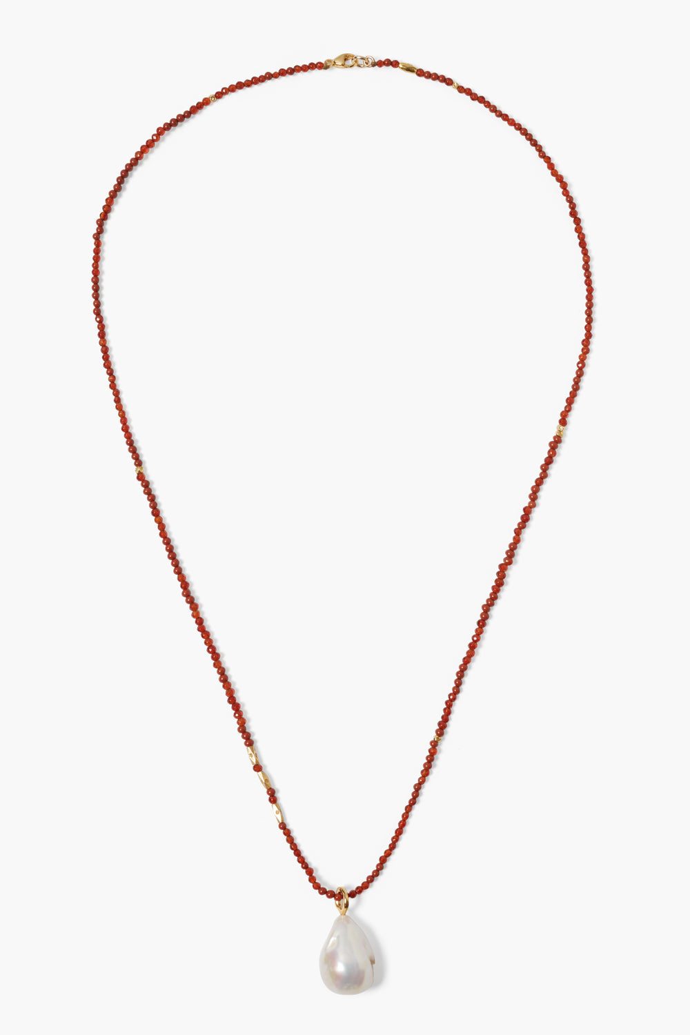 BAROQUE PEARL NECKLACE-CARNELIAN MIX - Kingfisher Road - Online Boutique