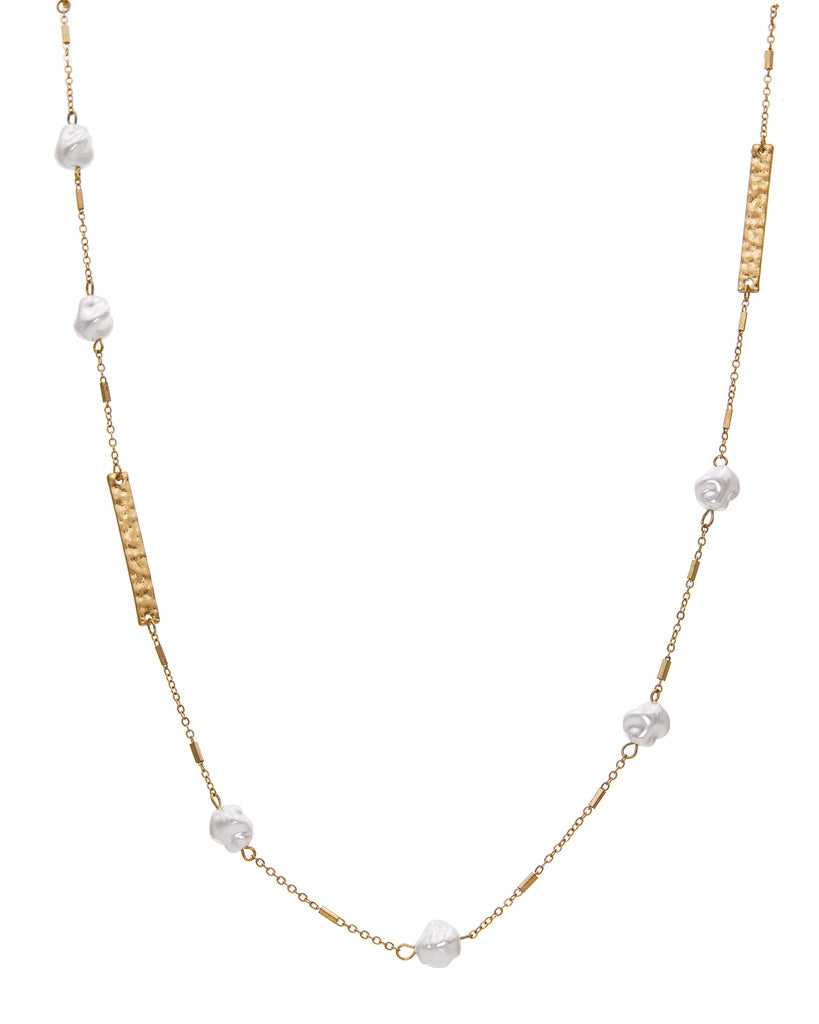 34" PEARL CHAIN AND BAR NECKLACE - Kingfisher Road - Online Boutique