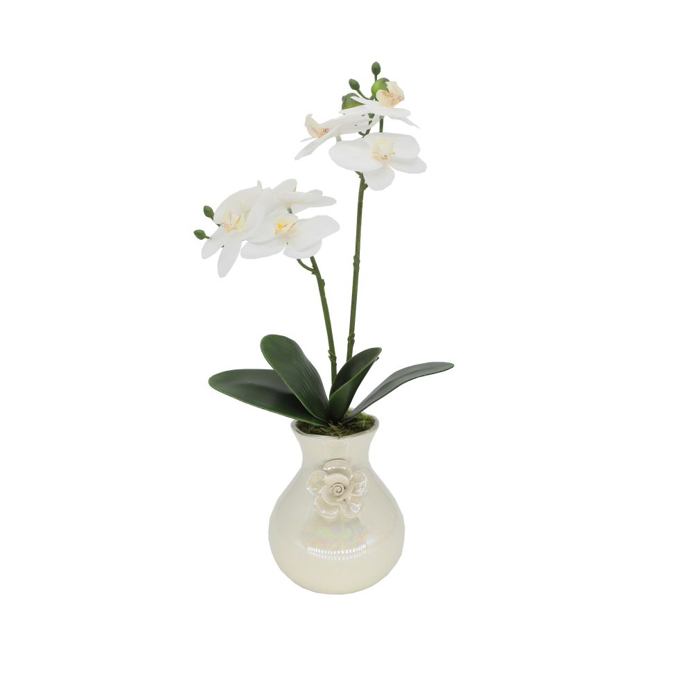 15" FAUX ORCHID WHITE BUD VASE - Kingfisher Road - Online Boutique