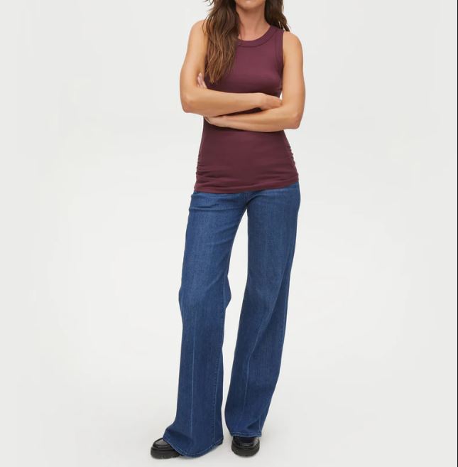 HALLEY WIDE BINDING TANK W/RUCHED SIDE - AUBURN - Kingfisher Road - Online Boutique