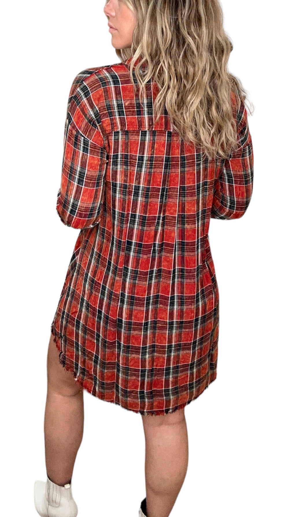 PLAID SHIRT DRESS-RED - Kingfisher Road - Online Boutique