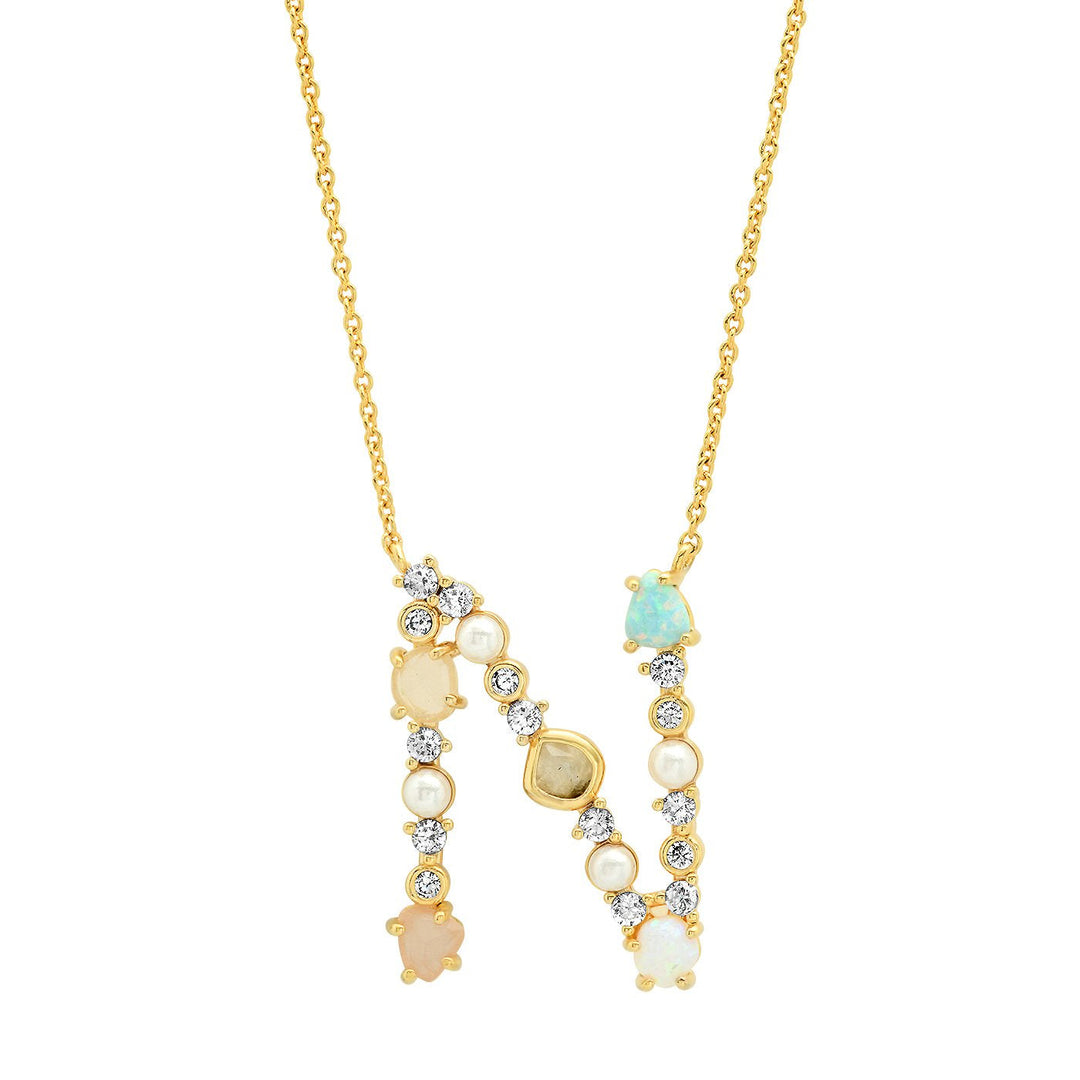 Stone Initial Necklace - Kingfisher Road - Online Boutique