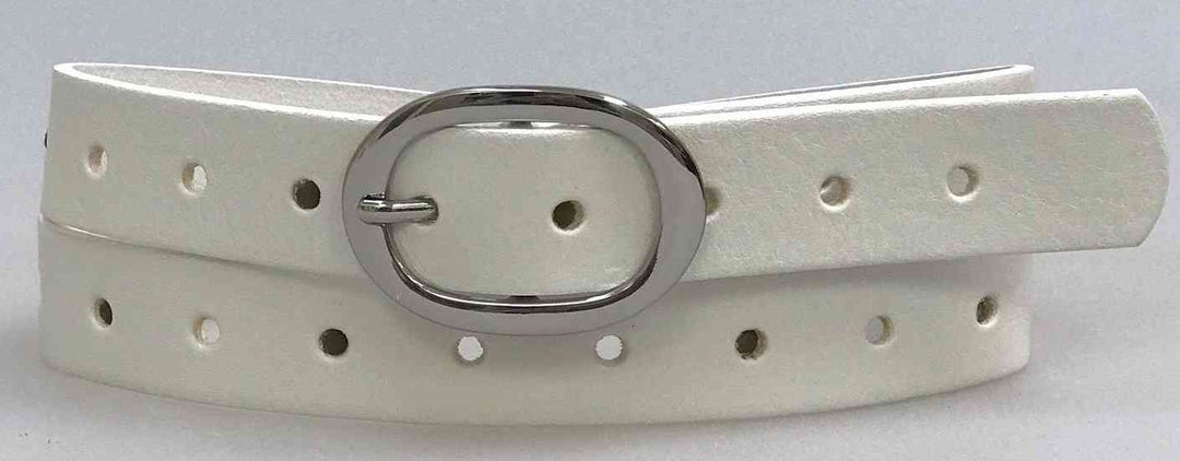 CENTER PERFORATION WITH OVAL NICKLE BAR BUCKLE-WHITE - Kingfisher Road - Online Boutique