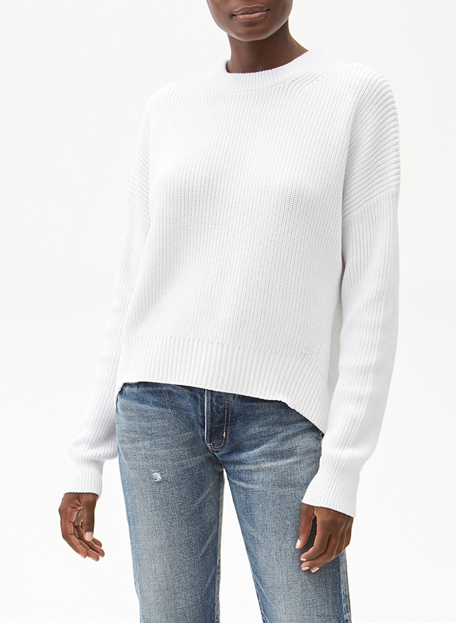 WHITE RICHIE BOXY CREW NECK PULLOVER - Kingfisher Road - Online Boutique
