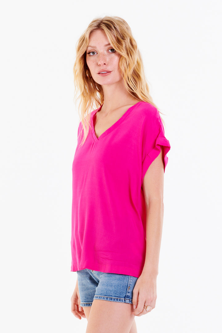 CAMILA V-NECK DROP SHOULDER-BEET ROOT - Kingfisher Road - Online Boutique
