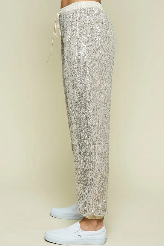 SEQUIN JOGGER-CHAMPAGNE - Kingfisher Road - Online Boutique