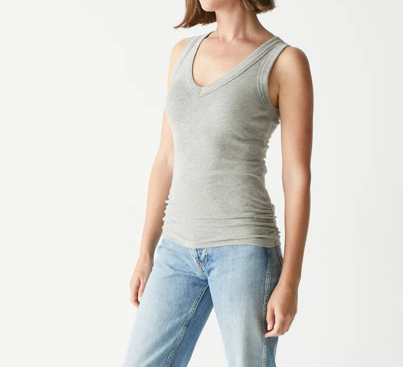BLANCHE RUCHED SIDE TANK-HEATHER GREY