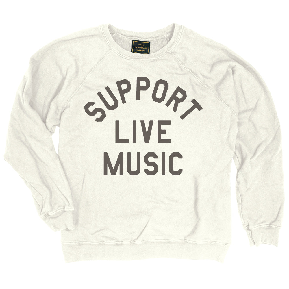 SUPPORT LIVE MUSIC SWEATSHIRT-ANTIQUE WHITE - Kingfisher Road - Online Boutique