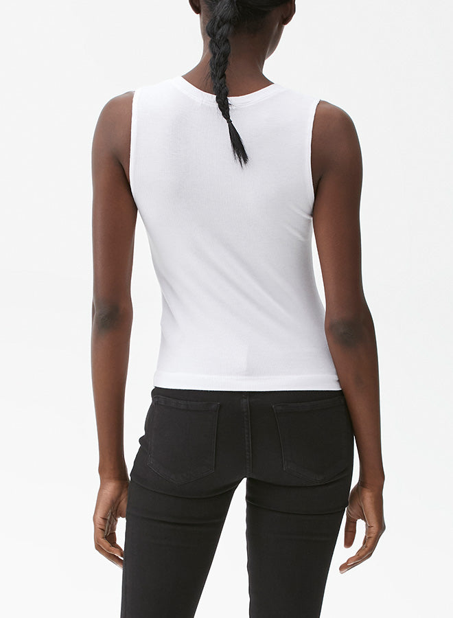 SOFIE CROPPED V NECK TANK - WHITE - Kingfisher Road - Online Boutique