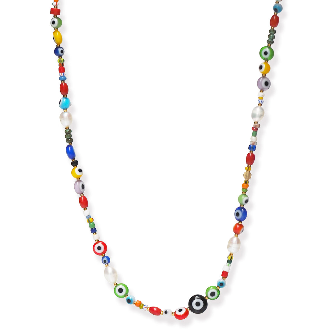 MULTI-EVIL EYE BEADED NECKLACE - Kingfisher Road - Online Boutique