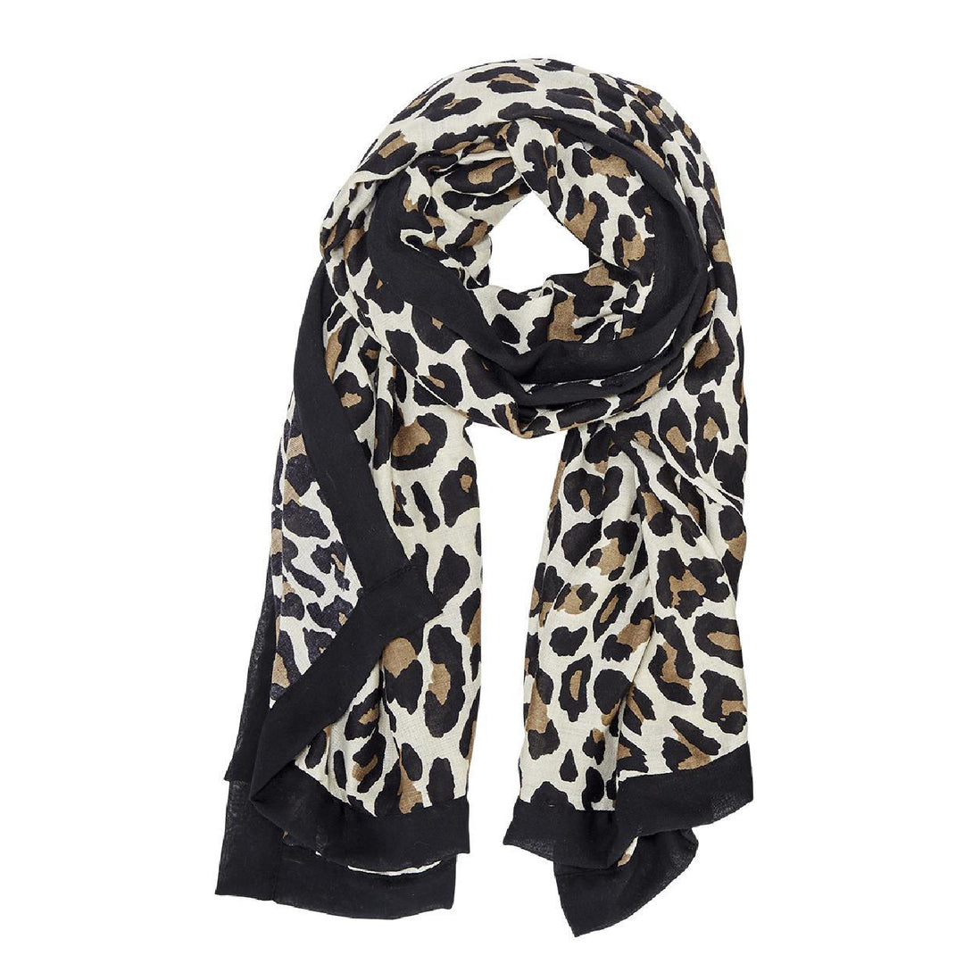 SOLID TRIM LEOPARD SCARF - Kingfisher Road - Online Boutique