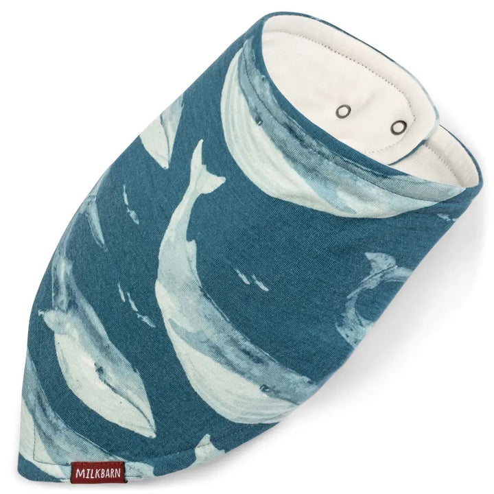 BLUE WHALE BAMBOO KERCHIEF BIB - Kingfisher Road - Online Boutique