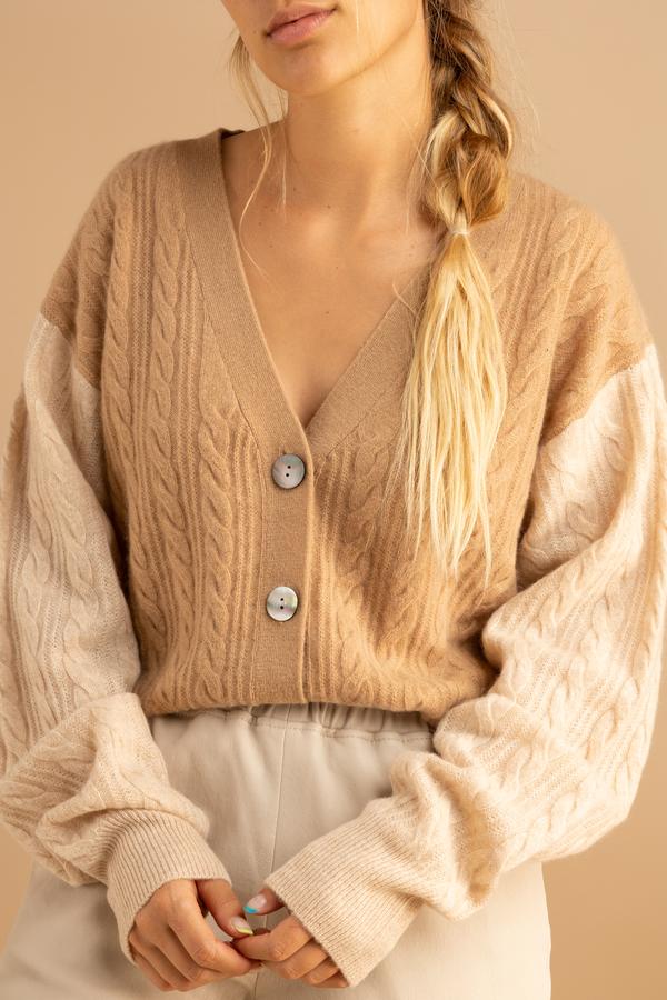 COLOURBLOCK CAPRI CABLE CARDI - Kingfisher Road - Online Boutique