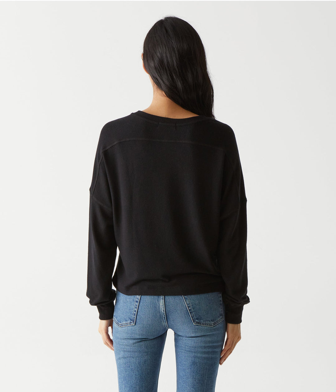 VIC RELAXED V-NECK PULLOVER - BLACK - Kingfisher Road - Online Boutique