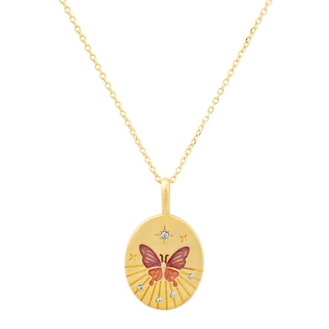 VERMEIL BUTTERFLY COIN PENDANT NECKLACE-GOLD - Kingfisher Road - Online Boutique