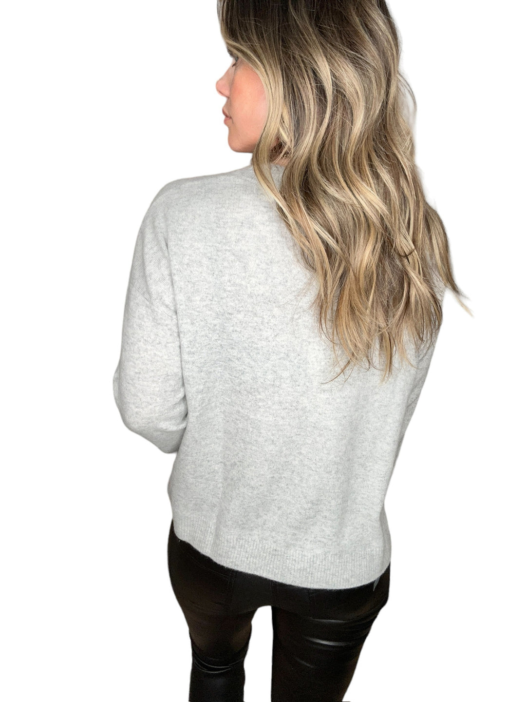 V-NECK CASHMERE SWEATER - FOGGY - Kingfisher Road - Online Boutique