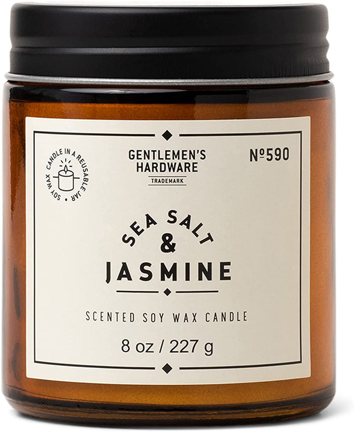 JASMINE & SEA SALT GLASS JAR CANDLE - Kingfisher Road - Online Boutique