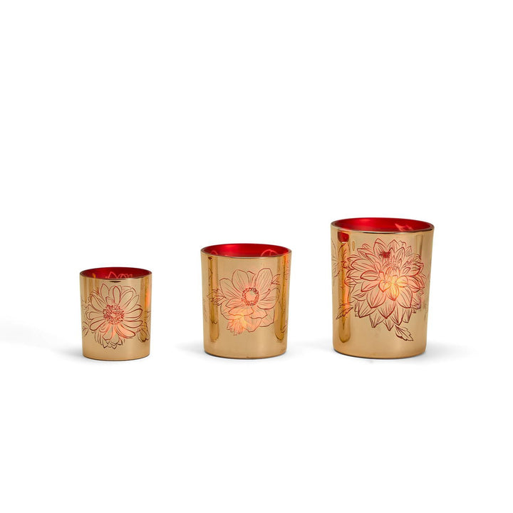 GOLD FLORAL CANDLE HOLDERS-LG - Kingfisher Road - Online Boutique