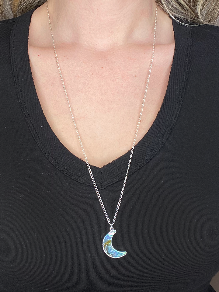 ABALONE CRESCENT MOON NECKLACE - Kingfisher Road - Online Boutique