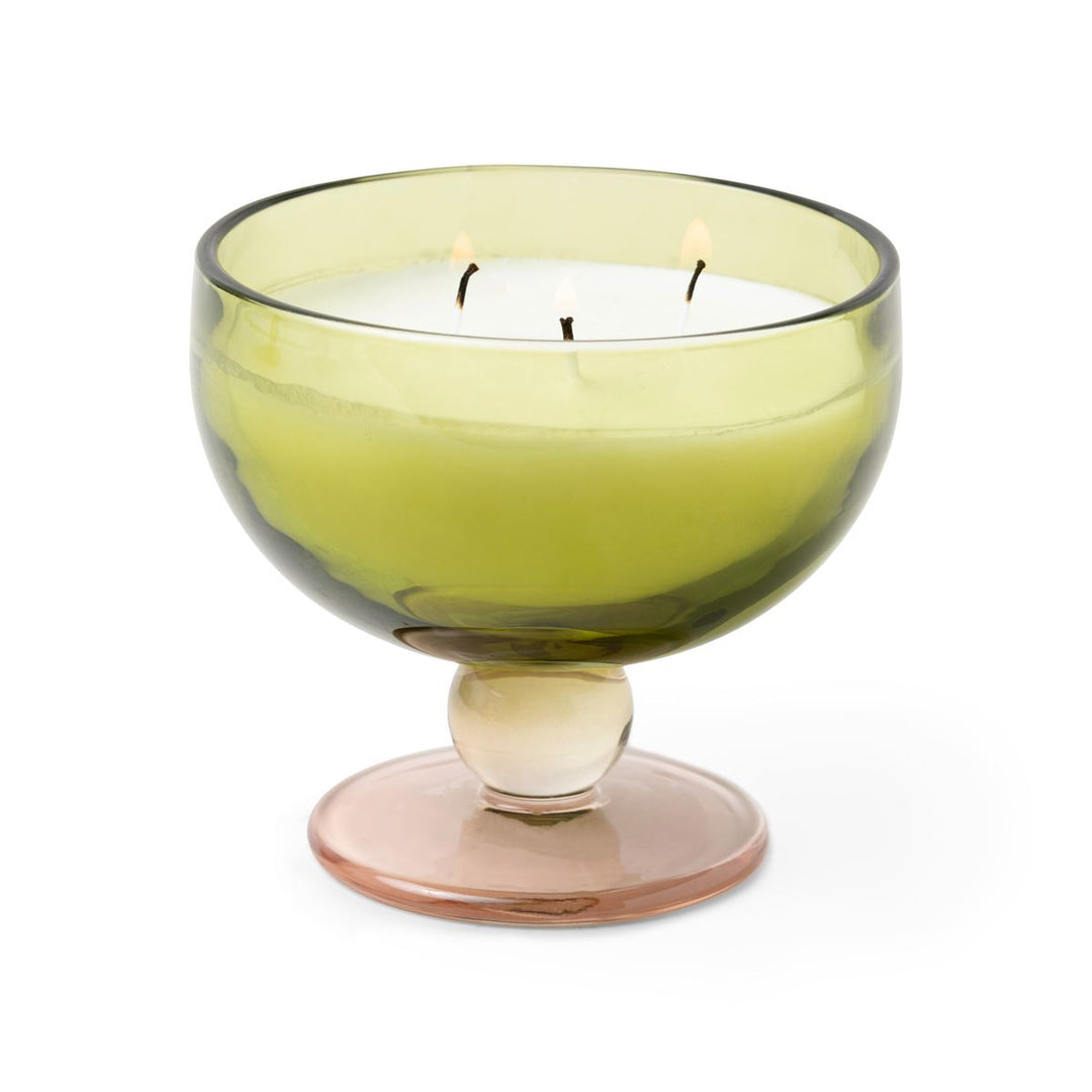 AURA GREEN & BLUSH TINTED GLASS GOBLET - MISTED LIME - Kingfisher Road - Online Boutique