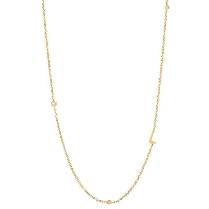 SIDEWAYS INITIAL NECKLACE w/ CZ ACCENTS - Kingfisher Road - Online Boutique