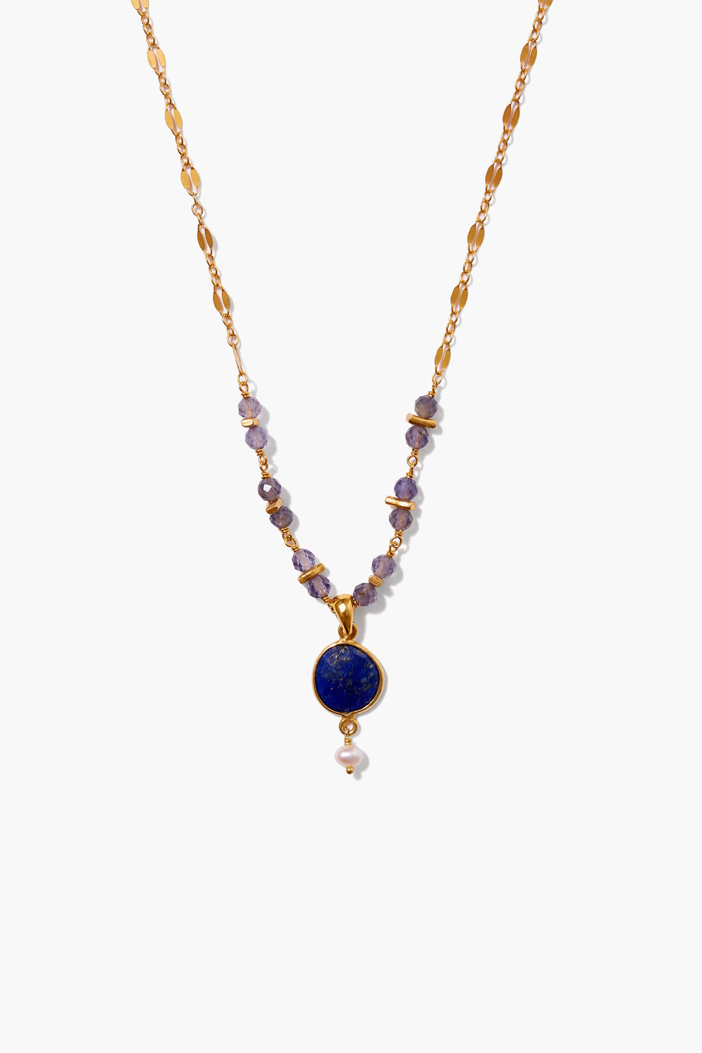 IOLITE MIX WITH FRESHWATER PEARL NECKLACE - Kingfisher Road - Online Boutique