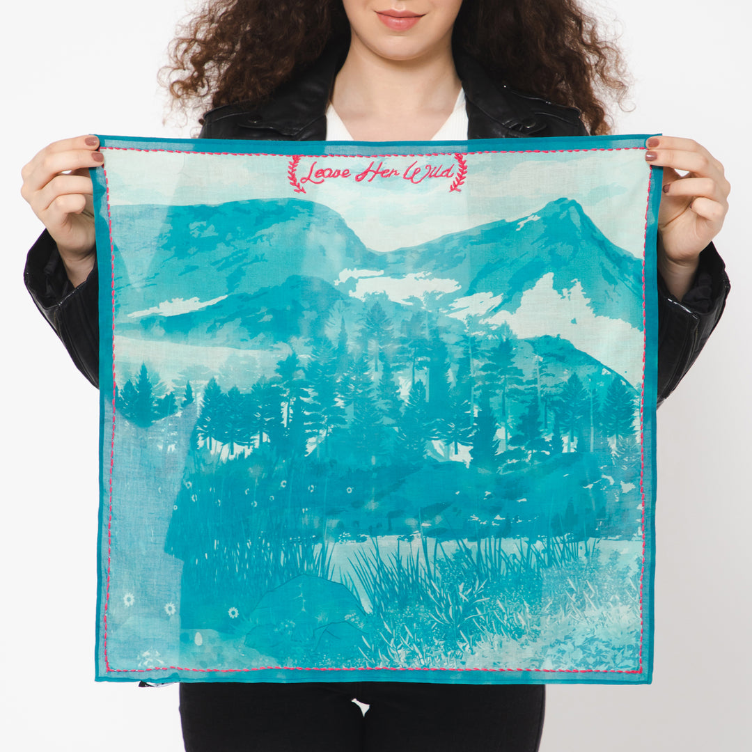 BANDANA WITH EMBROIDERY-LEAVE HER WILD TEAL - Kingfisher Road - Online Boutique