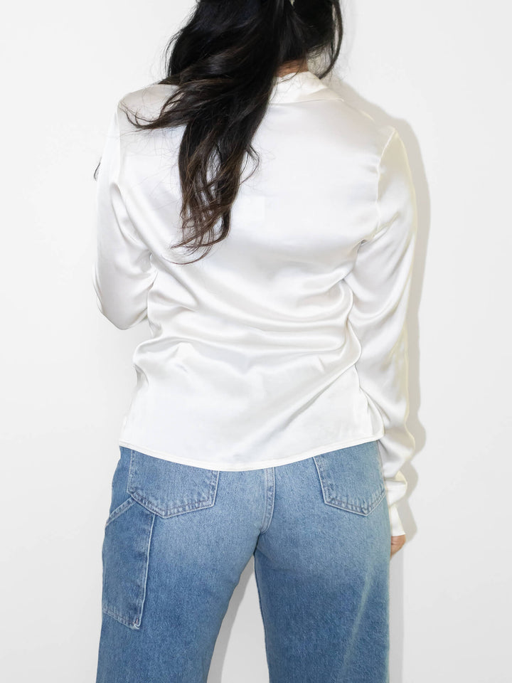SILK BUTTON DOWN TOP-PANNA - Kingfisher Road - Online Boutique