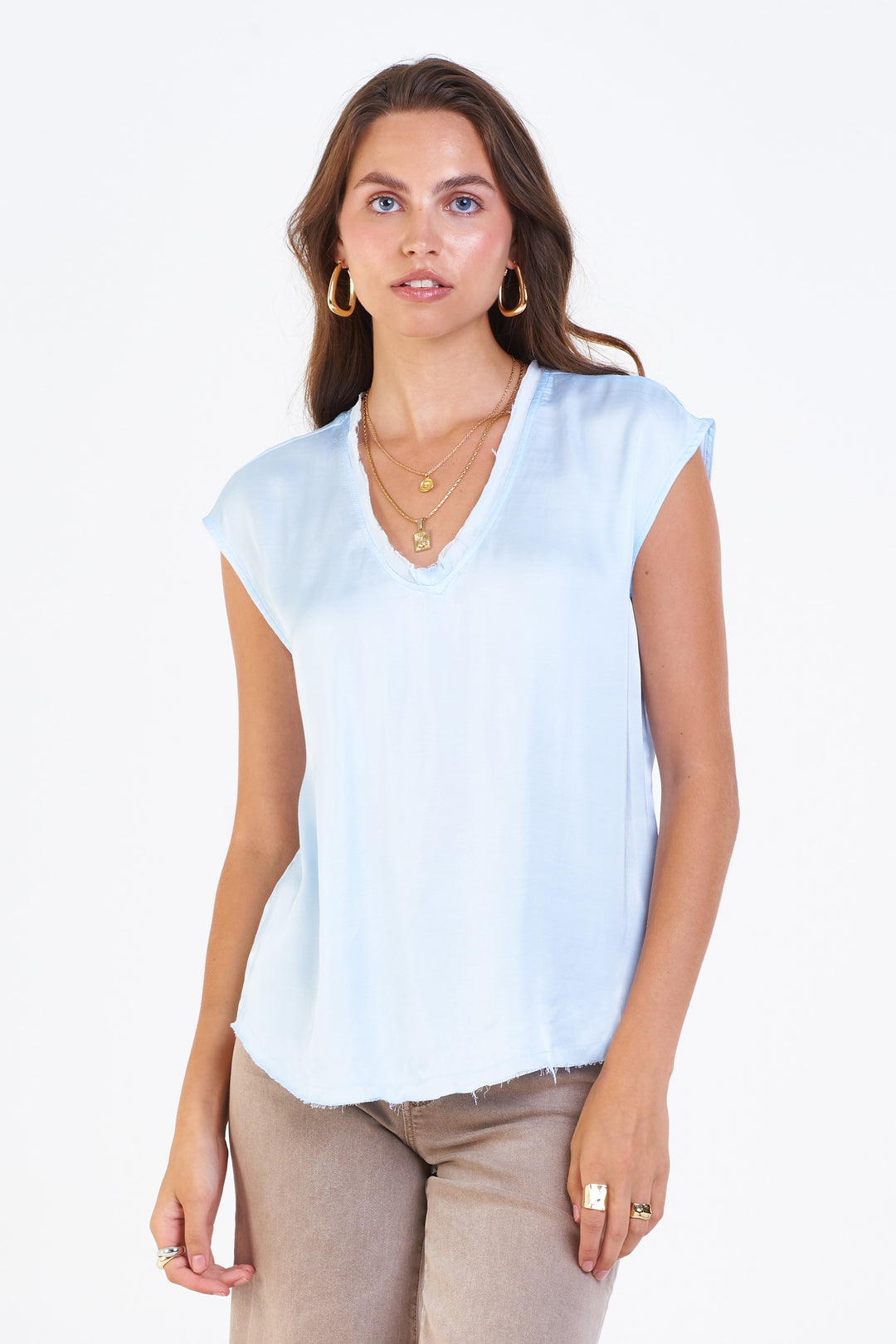 YANIS V-NECK SLEEVELESS TOP-SKYWAY - Kingfisher Road - Online Boutique