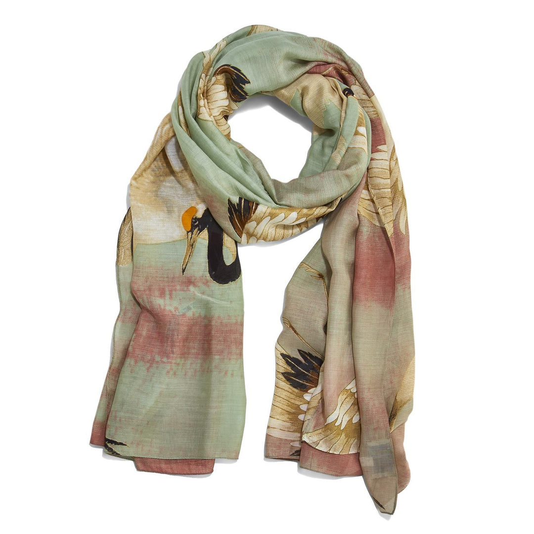 HERON LIGHTWEIGHT PRINT SCARF - Kingfisher Road - Online Boutique