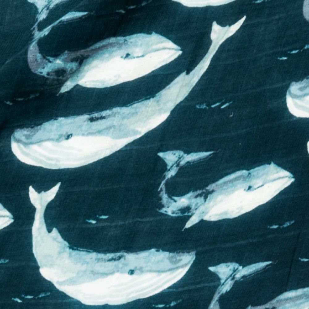 BAMBOO/COTTON BLUE WHALE CRIB SHEET - Kingfisher Road - Online Boutique