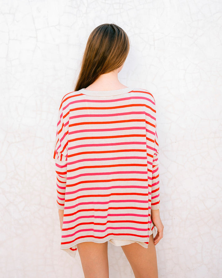 BRIGHT PINK STRIPE CATALINA SWEATER - Kingfisher Road - Online Boutique