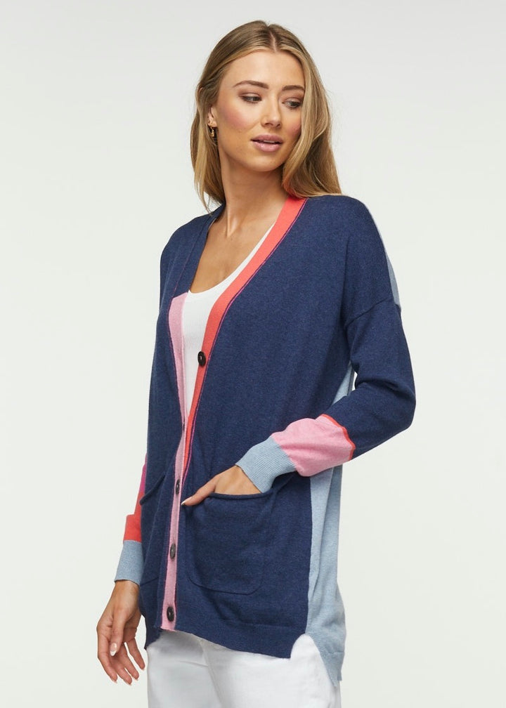 LONG CARDI SWEATER - DENIM - Kingfisher Road - Online Boutique