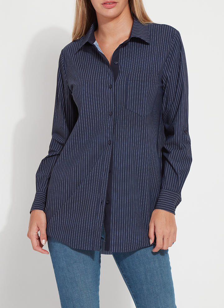 FASHION SCHIFFER W/CONTRAST PRINTED-ULTIMATE PINSTRIPE - Kingfisher Road - Online Boutique