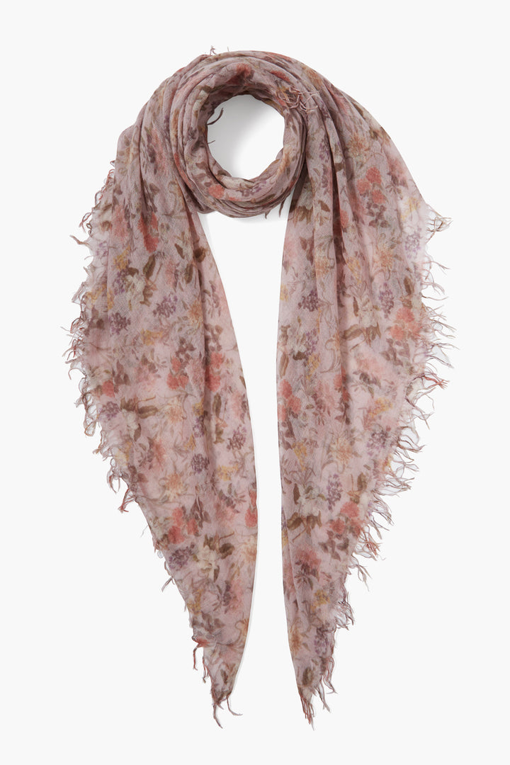 CASHMERE SILK FLORAL PRINT SCARF - MAUVE CHALK - Kingfisher Road - Online Boutique