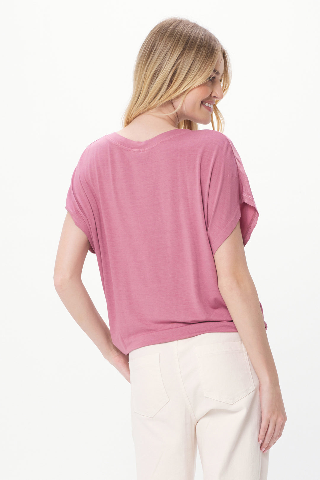 HALE SATIN FRONT DRAWSTRING TEE-ROSE - Kingfisher Road - Online Boutique