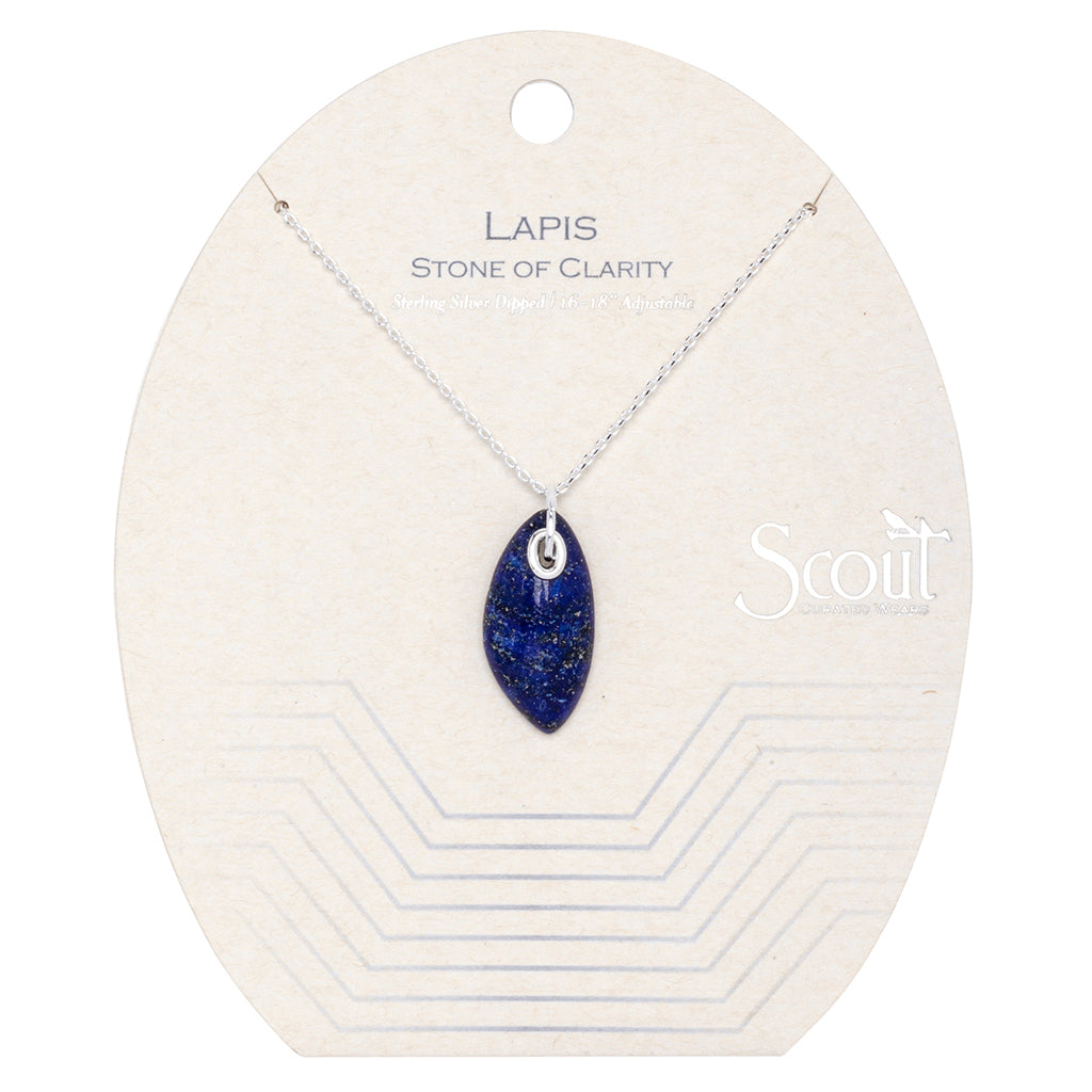 ORGANIC STONE NECKLACE LAPIS/SILVER - Kingfisher Road - Online Boutique