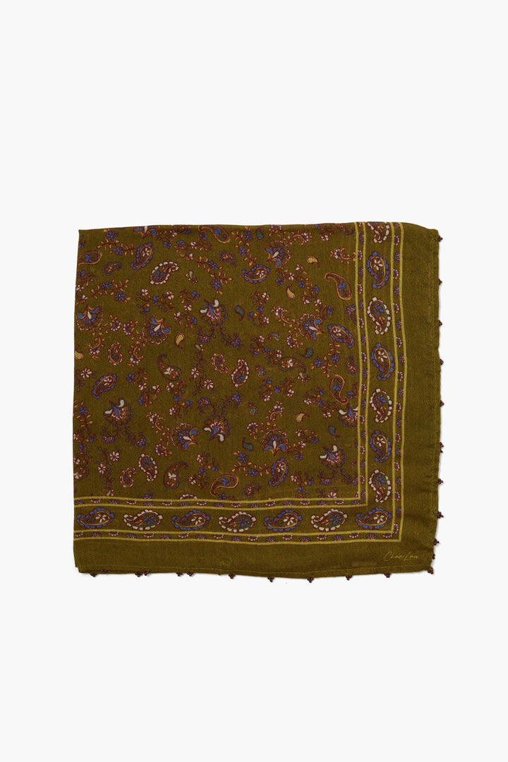 PAISLEY BANDANA WITH SEED BEAD EDGES-GRASS ROOTS - Kingfisher Road - Online Boutique