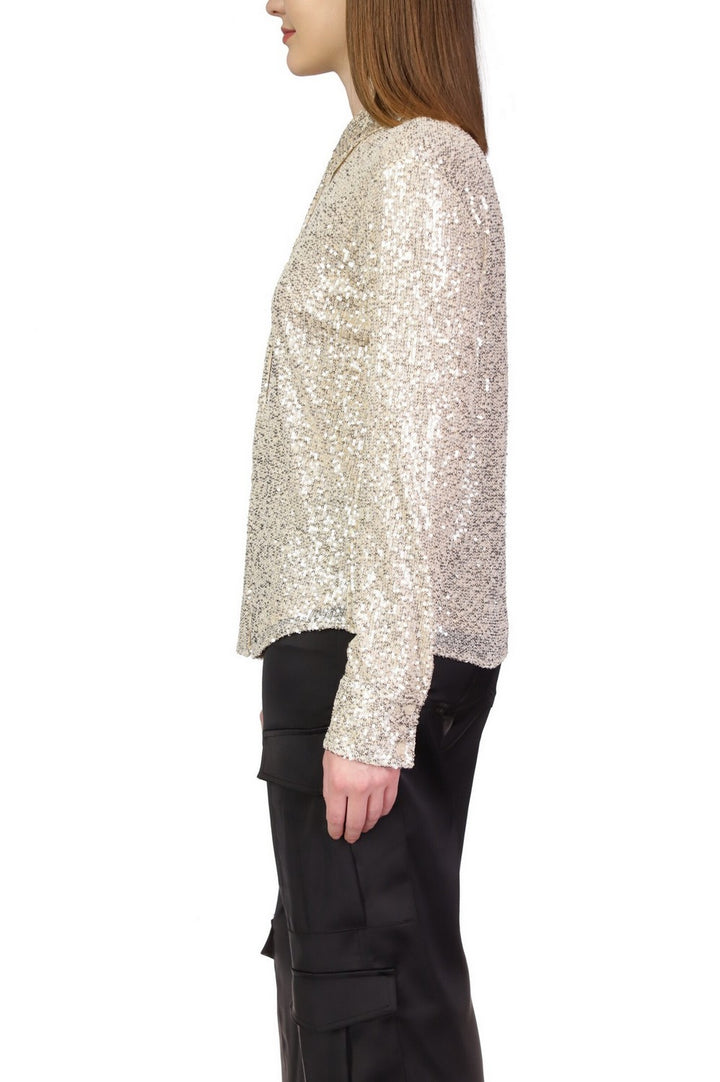 RADIANT SEQUIN SHIRT - CHAMPAGNE - Kingfisher Road - Online Boutique