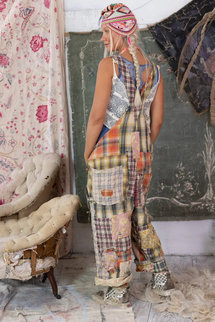 YD PATCHWORK LOVE OVERALLS-MADRAS GREEN - Kingfisher Road - Online Boutique