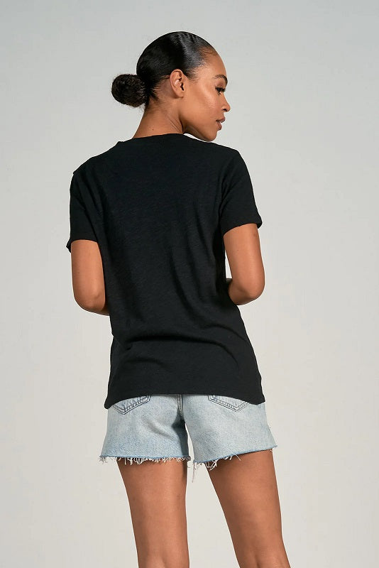 HAPPY FACE CREW NECK TEE-BLACK - Kingfisher Road - Online Boutique