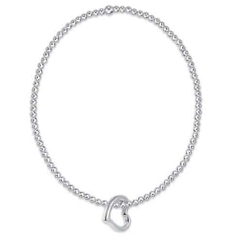 2MM CLASSIC STERLING BEADED BRACELET-LOVE CHARM - Kingfisher Road - Online Boutique